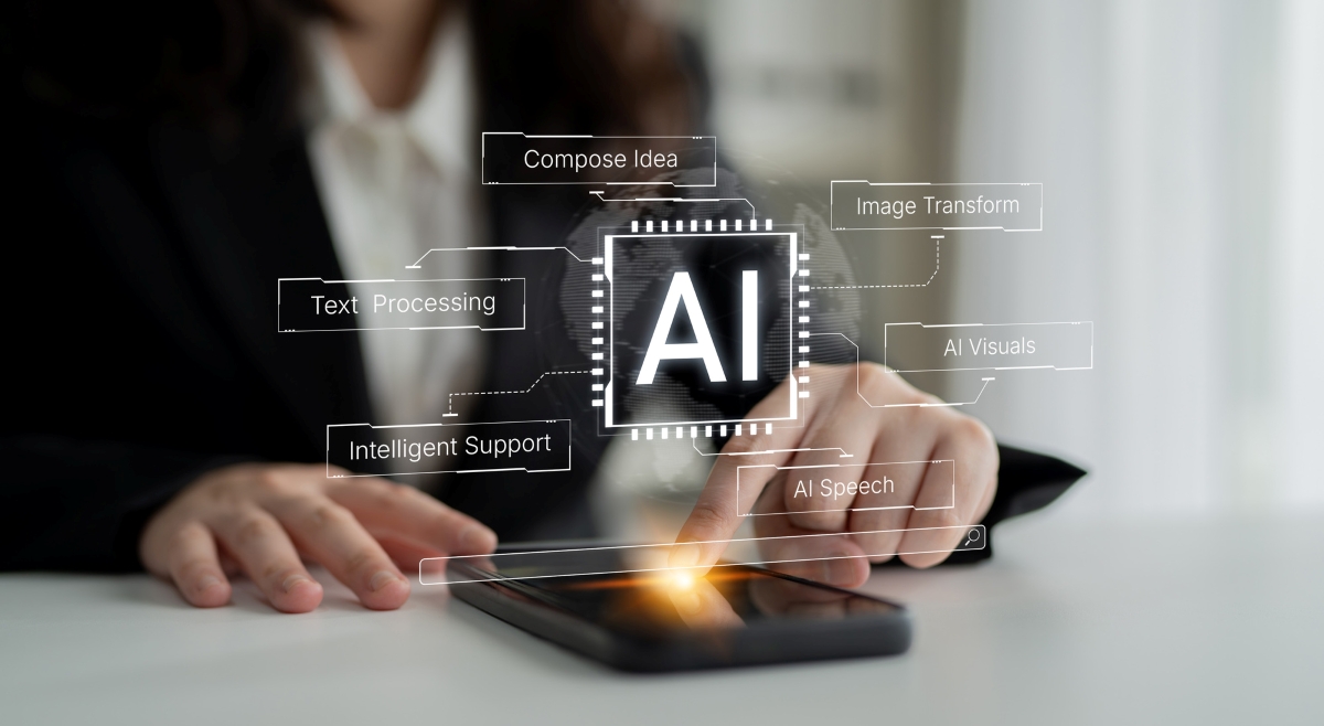 AIを活用して業務効率化や情報整理を行うイメージ